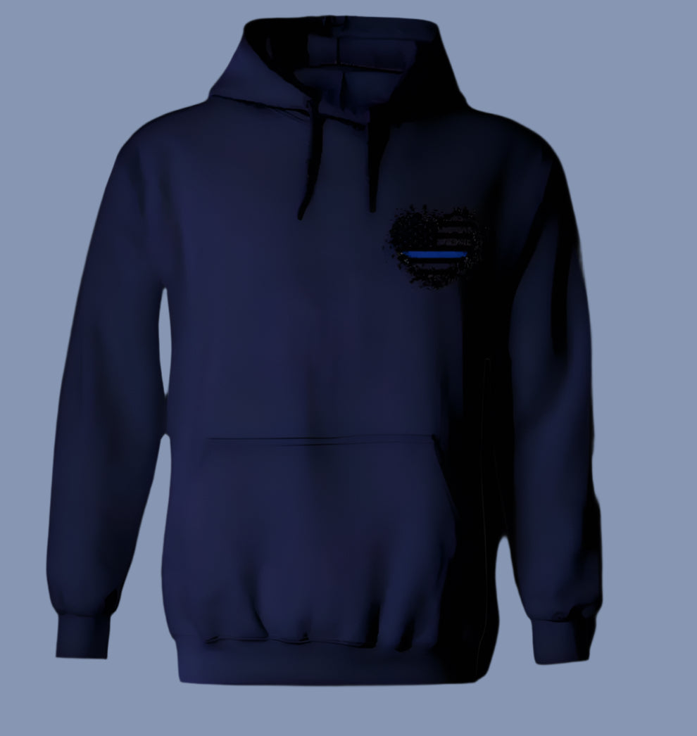 Heart American Flag Blue Line Unisex Heavy Blend™ 50/50 Hoodie