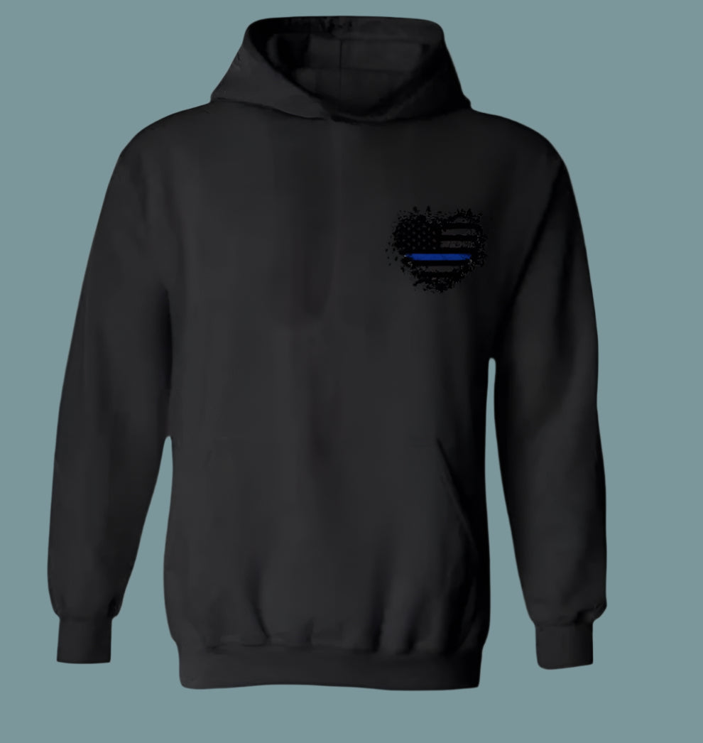 Heart American Flag Blue Line Unisex Heavy Blend™ 50/50 Hoodie