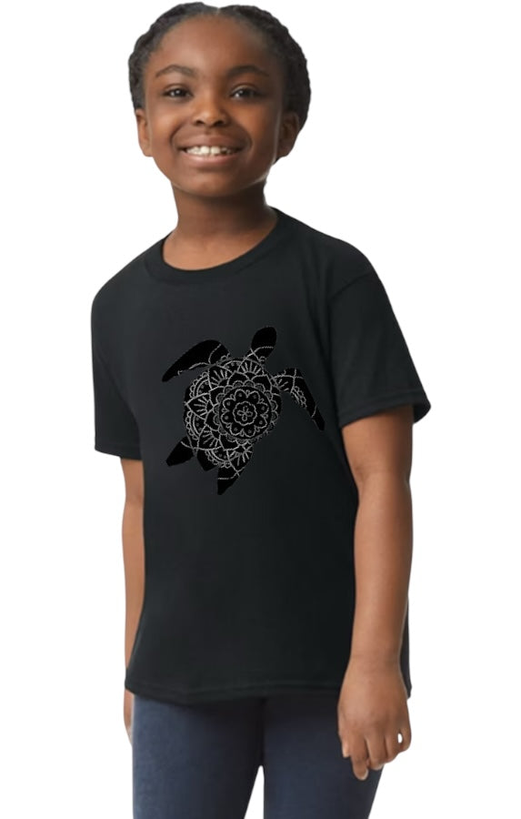 Black Sea Turtle Youth Heavy Cotton T-Shirt