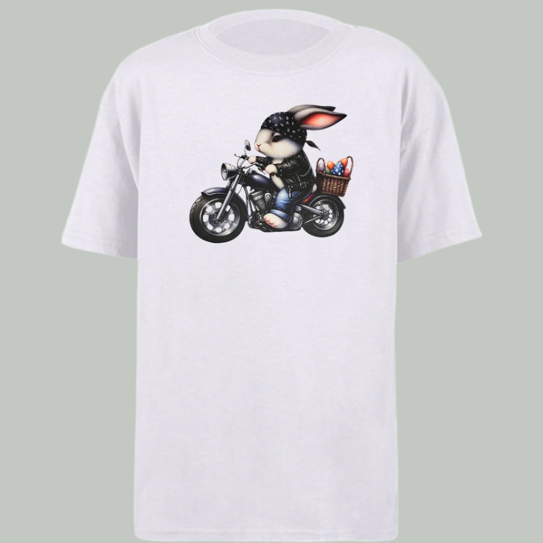 Motorcycle Easter Bunny Youth Heavy Cotton T-Shirt