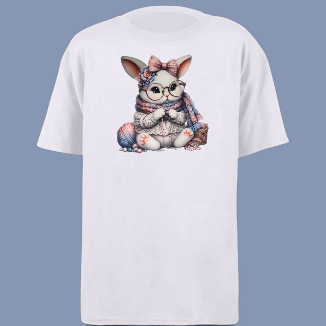 Knitting Bunny Kids Heavy Cotton T-Shirt