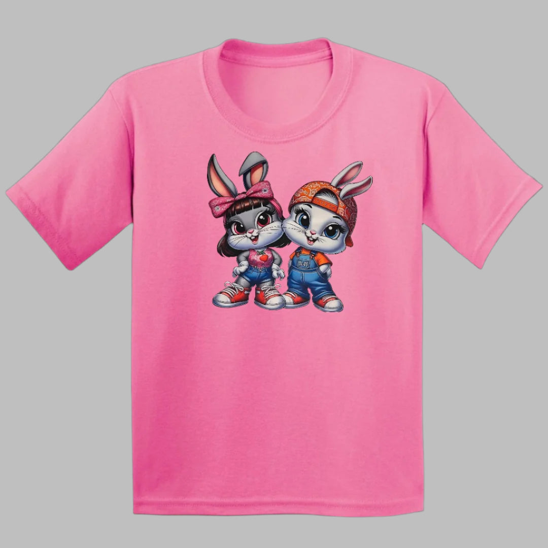 Pair of Bunnies Kids Heavy Cotton T-Shirt