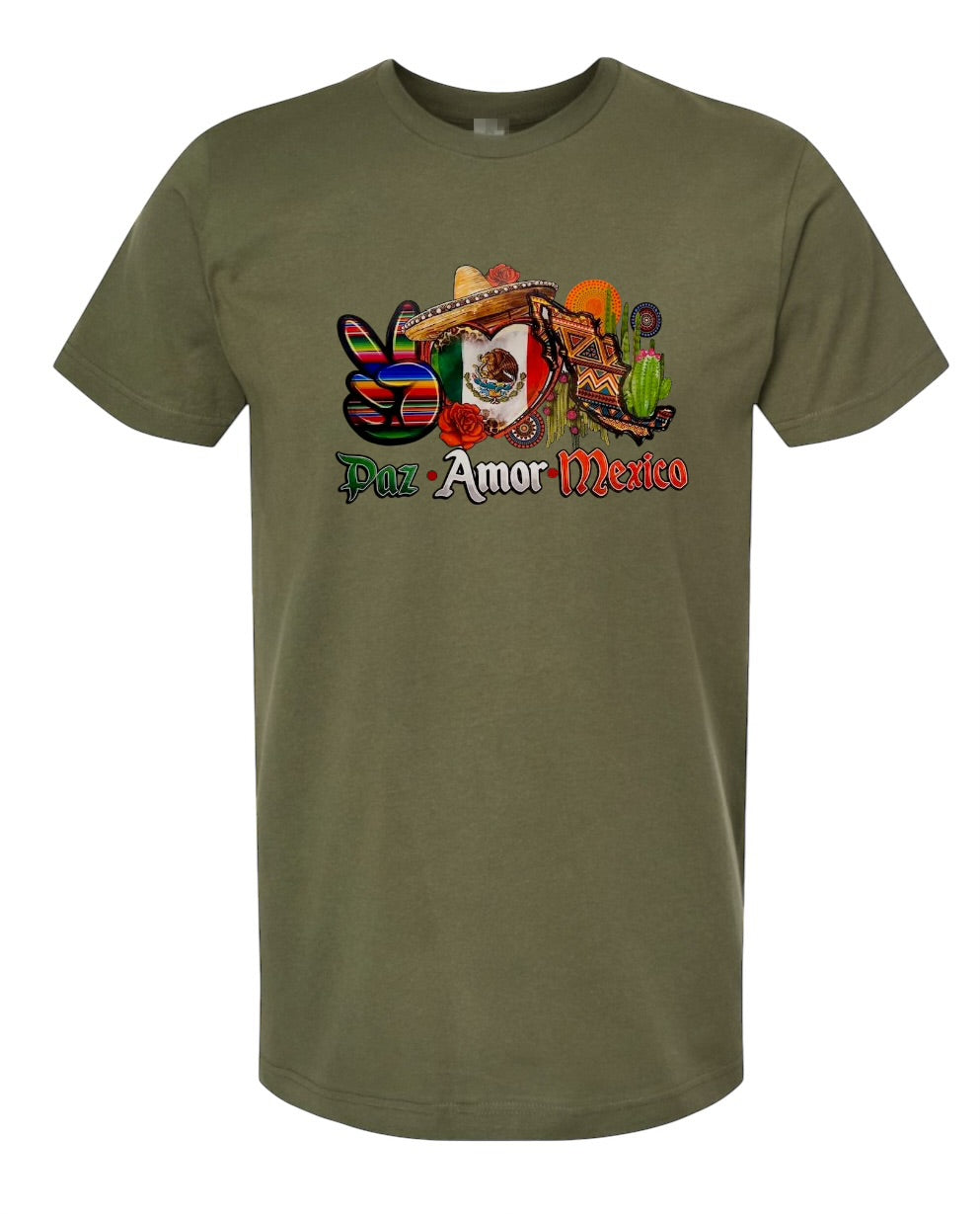 Paz Amor Mexico Unisex Jersey T-Shirt