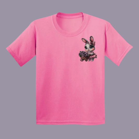 Flower Bunny Youth Heavy Cotton T-Shirt