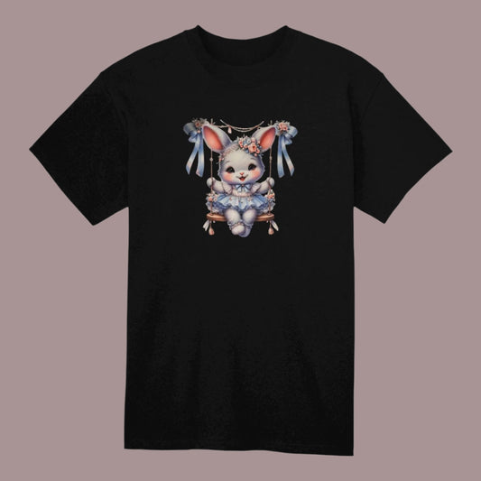 Bunny Swinging Kids Heavy Cotton T-Shirt