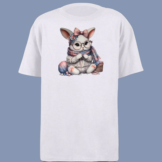 Knitting Bunny Kids Heavy Cotton T-Shirt