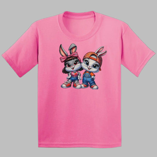 Pair of Bunnies Kids Heavy Cotton T-Shirt