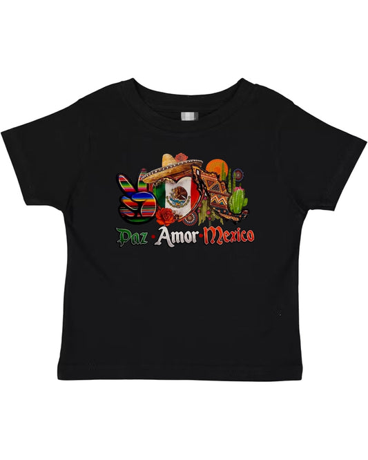 Paz Amor Mexico Crop Black T-Shirt